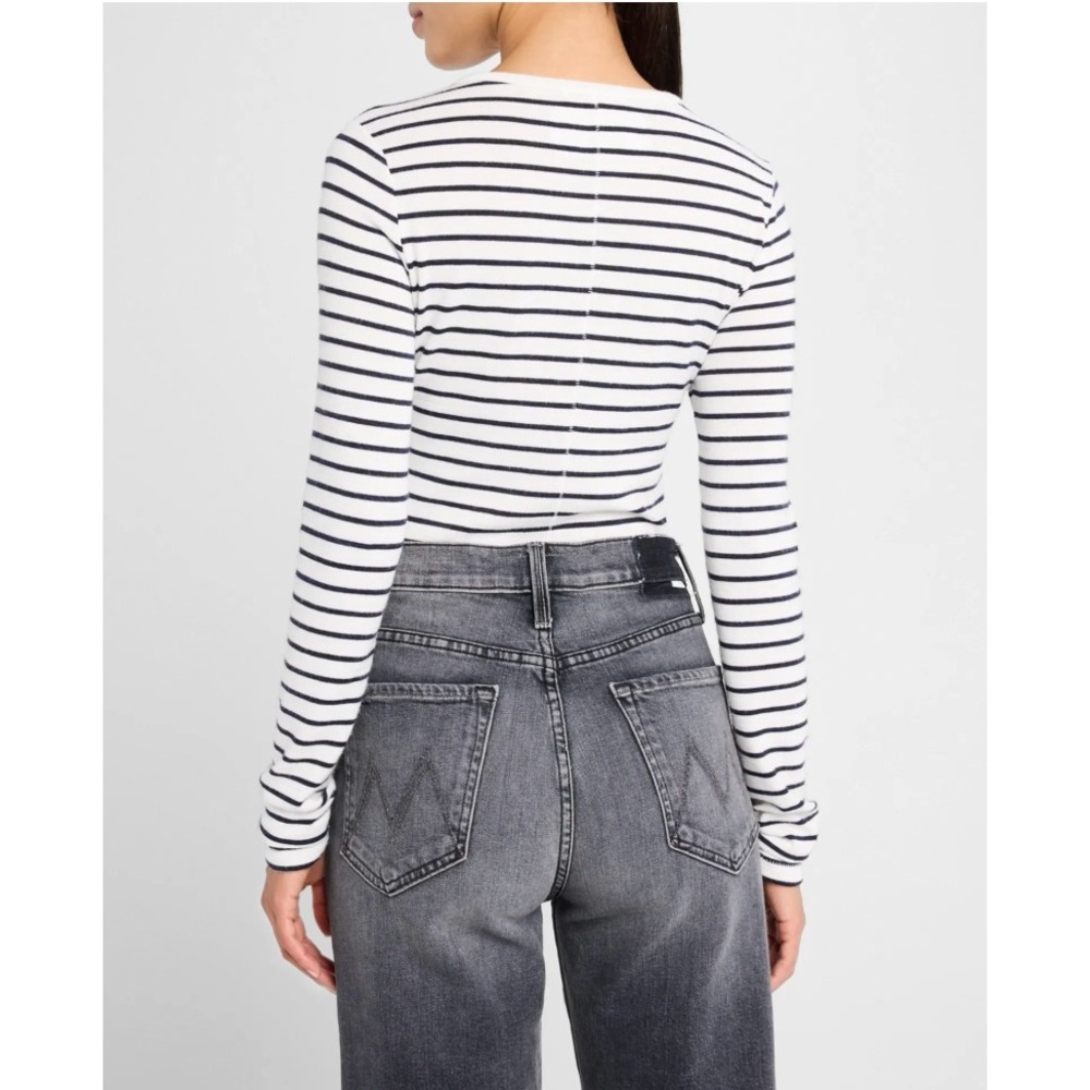 Rag‎ & Bone Knit Stripe Henley Top – Black & White – Size XL - Picture 2 of 7